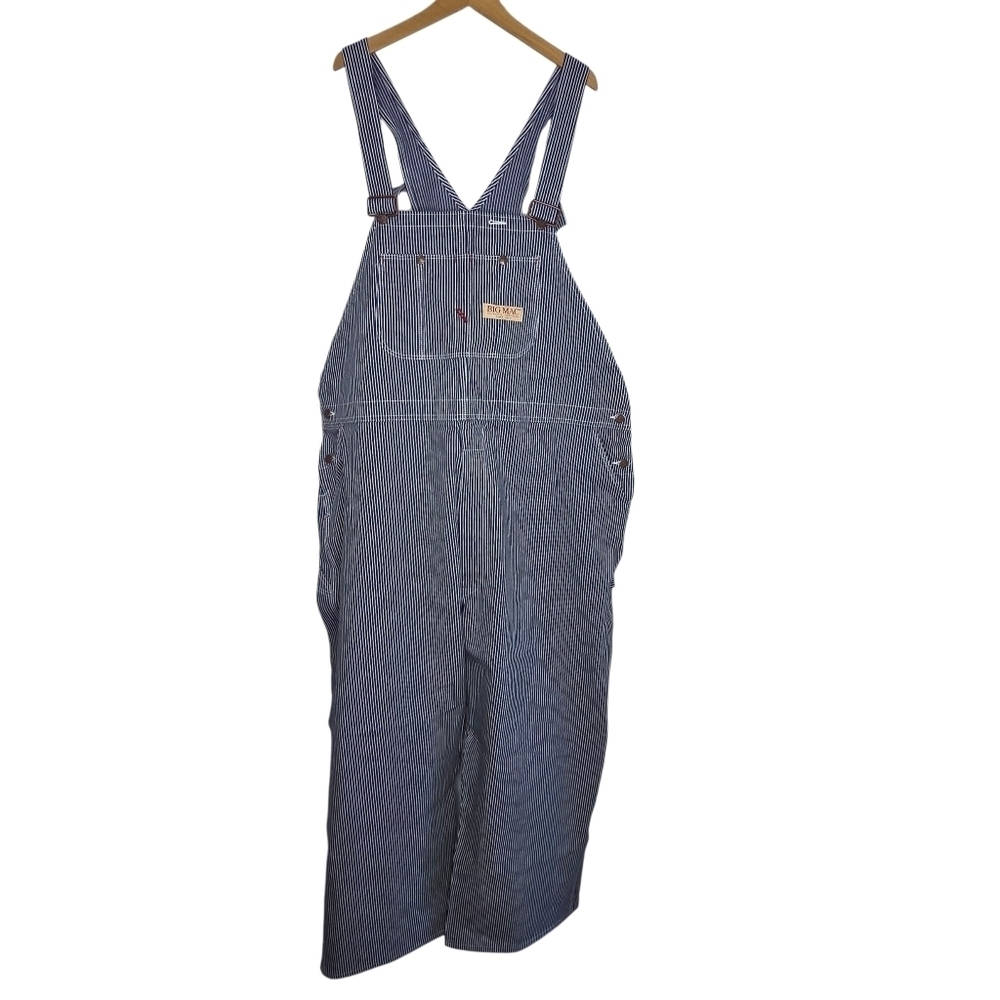 NWT Big Mac JcPenney Blue White Railroad Stripe Denim Bib Overalls Mens Size 54